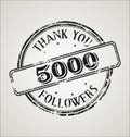 5000 followers with thank you grunge rubber stamp