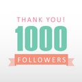 1000 followers Thank you number with banner- social media gratitude Royalty Free Stock Photo