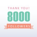 8000 followers Thank you number with banner- social media gratitude