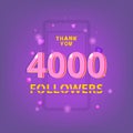 4000 Followers thank you banner. Vector illustration.