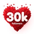 Followers thank you. Red heart for Social Network friends, followers, Web user Thank you celebrate of subscribers or Royalty Free Stock Photo