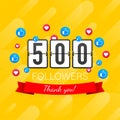 500 followers, Thank You, social sites post. Thank you followers congratulation card. Vector illustration