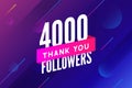 4000 followers vector. Greeting social card thank you followers. Congratulations 4k follower design template