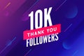 10000 followers vector. Greeting social card thank you followers. Congratulations 10k follower design template Royalty Free Stock Photo
