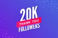 20000 followers vector. Greeting social card thank you followers. Congratulations 20k follower design template