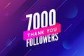 7000 followers vector. Greeting social card thank you followers. Congratulations 7k follower design template