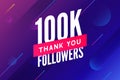 100000 followers vector. Greeting social card thank you followers. Congratulations 100k follower design template