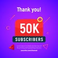 50000 followers vector post 50k celebration. Fifty thousands subscribers followers thank you congratulation Royalty Free Stock Photo