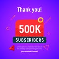500000 followers vector post 500k celebration. Hundred thousands subscribers followers thank you congratulation.