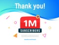 1000000 followers vector post 1m celebration. One million subscribers followers thank you congratulation Royalty Free Stock Photo