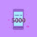 5000 Followers thank you banner. Vector illustration.