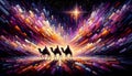 Following the Bethlehem Star: Three Wise Men Journey Through Abstract Dreams Royalty Free Stock Photo