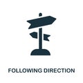 Following Direction icon. Monochrome sign from work ethic collection. Creative Following Direction icon illustration for