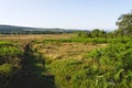 Following a footpath across Lawrence Field to Padley Gorge