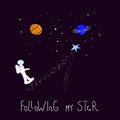 Following my star Universe Space astronaut nature Star cutout scircle sticker set moon travel cosmos astronomy graphic