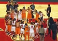 Rutgers and Tennessee Women Hoopsters Link Arms After Game Royalty Free Stock Photo