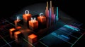 A FOMC caption with graph in digital color background, global financial concepts, Generative AI illustrations