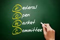 FOMC - Federal Open Market Committee acronym, business concept on blackboard