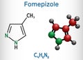 Fomepizole, 4-methylpyrazole, C4H6N2 molecule. It is used to treat methanol and ethylene glycol poisoning. Structural chemical