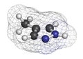 Fomepizole molecule. Antidote used to treat methanol and ethylene glycol poisoning. 3D rendering. Atoms are represented as spheres