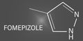 Fomepizole molecule. Antidote used to treat methanol and ethylene glycol poisoning. Skeletal formula.