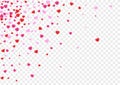 Fond Heart Background Transparent Vector. Abstract Texture Confetti. Red Greeting Backdrop. Pink Confetti Congratulation Pattern.