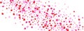 Fond Heart Background White Vector. Bright Pattern Confetti. Red Congratulation Backdrop. Pink Confetti Cute Texture.