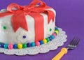 Fondant Gift Cake With Fork Royalty Free Stock Photo