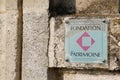 Fondation patrimoine logo text label and brand sign in french for old ancient Historic