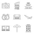 Fondness icons set, outline style