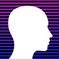 Human head profile symbol neon trendy 80s blue and pink