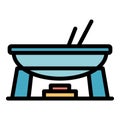 Fondue big pot icon vector flat