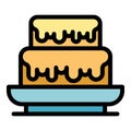 Fondue cake icon vector flat