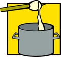 fondue cheese pot vector illustration