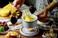 Fondue with croutons