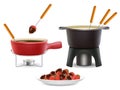 Fondue icon set, vector realistic illustration