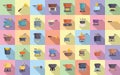 Fondue icons set flat vector. Cheese melted