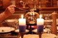 Fondue setting on candle light