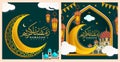 vector ramadan kareem, lantern, mosque and islamic ornament. Royalty Free Stock Photo