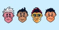 collection of monkey heads with several different face variations