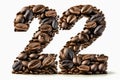 font alphabet Coffee white isoilated bean coffee two 2 number one 1 Number Royalty Free Stock Photo