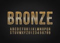 Font alphabet number Bronze effect vector