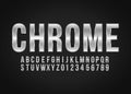 Font alphabet and number Chrome effect vector