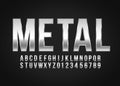 Font alphabet number Metal effect vector