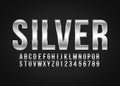 Font alphabet and number Silver effect vector