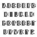 Font alphabet - simple black white letters - rectangle design