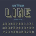 Font and alphabet vector, Line shadow bold typeface and number design, Graphic text on background