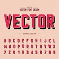 Font and alphabet vector, Red letter design and graphic text on