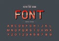 Reflective font and alphabet vector, Gradient style typeface letter and number design