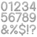 Font aluminum foil texture numeric 0 - 9